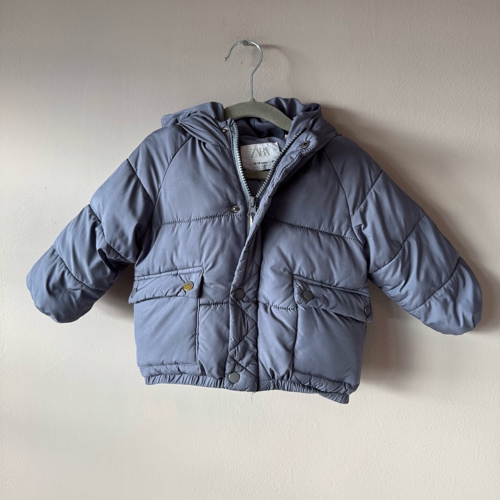 Zara Kids Puffer Jacket in Slate Blue